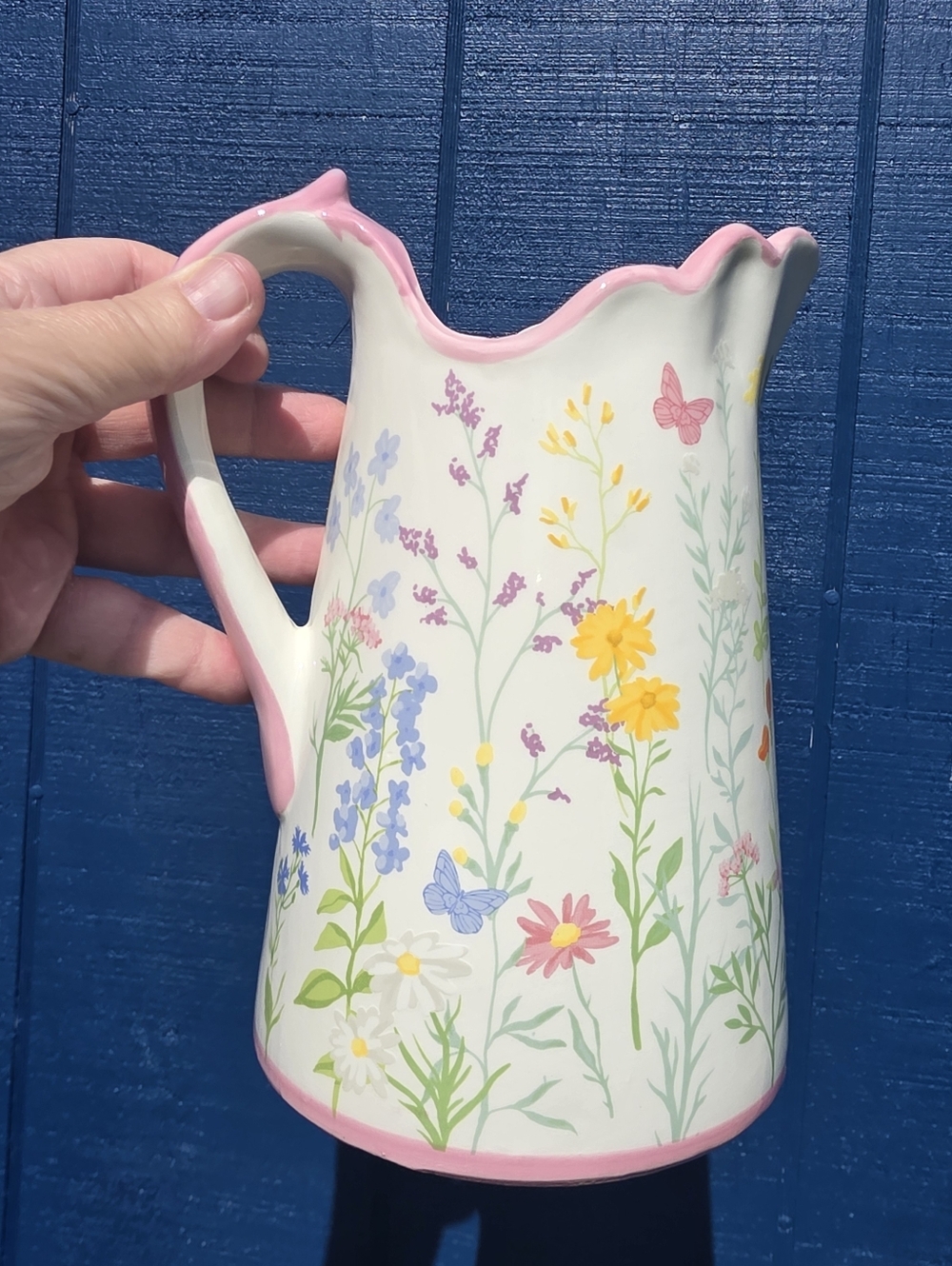 Dolly Parton Wildflower Springtime Ceramic Pitcher 8" X 6" Wide NEW NWT